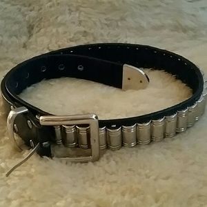 Women's leather black bullet belt size small